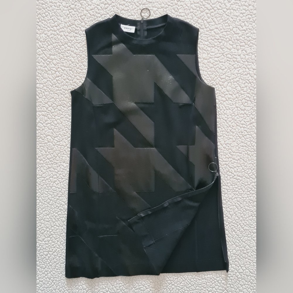 AKRIS PUNTO Sleeveless Houndstooth Patchwork Mini Dress Black US 4 Org $1,250 - Picture 8 of 12